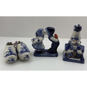 Holland Dutch Ceramics Lot Of 3 House, Kissing‎ Couple & Mini Clogs.